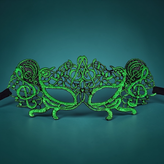 Symphony in Green – Musical Note Lace Masquerade Mask