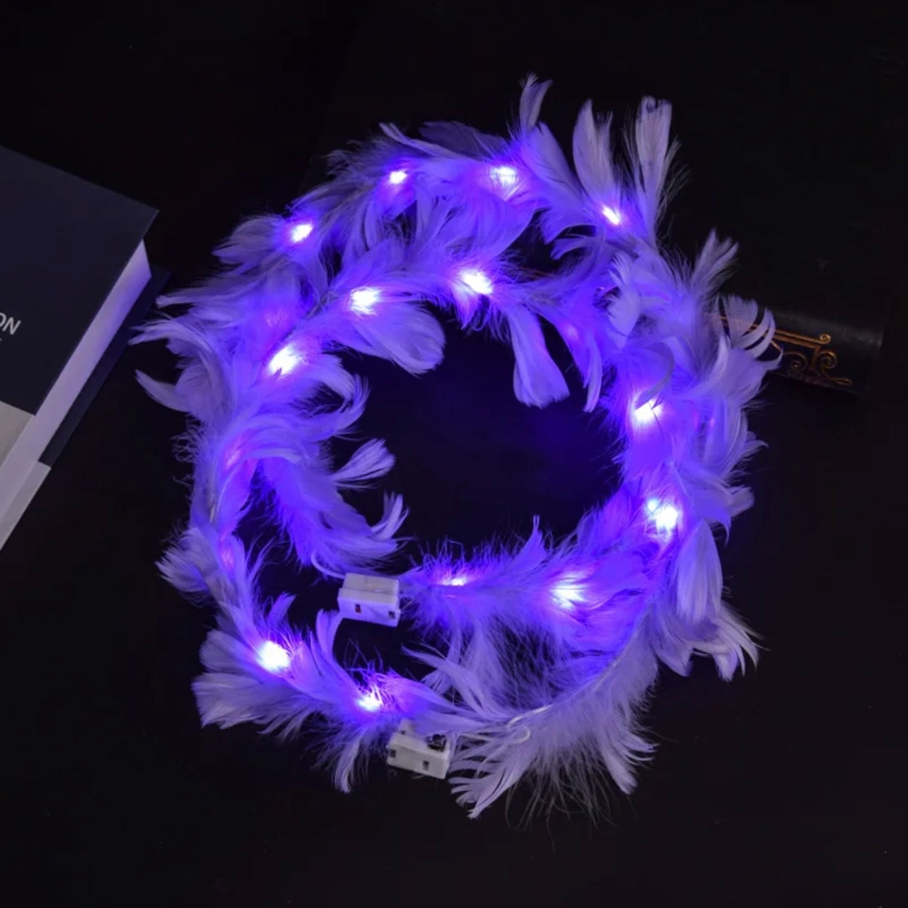 LED Goddess Headband - Light Up Feather Headpiece - Rhythms of Grace Creative