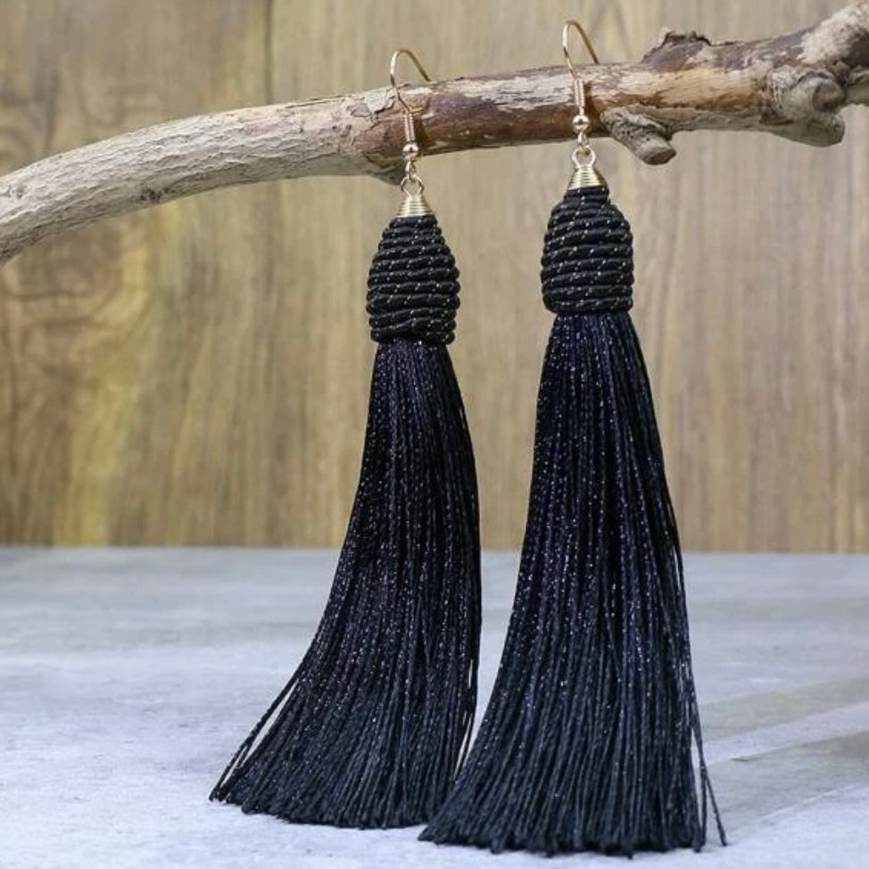 Tassel Power: Colorful Statement Dangle Earrings in 7 Bold Shades