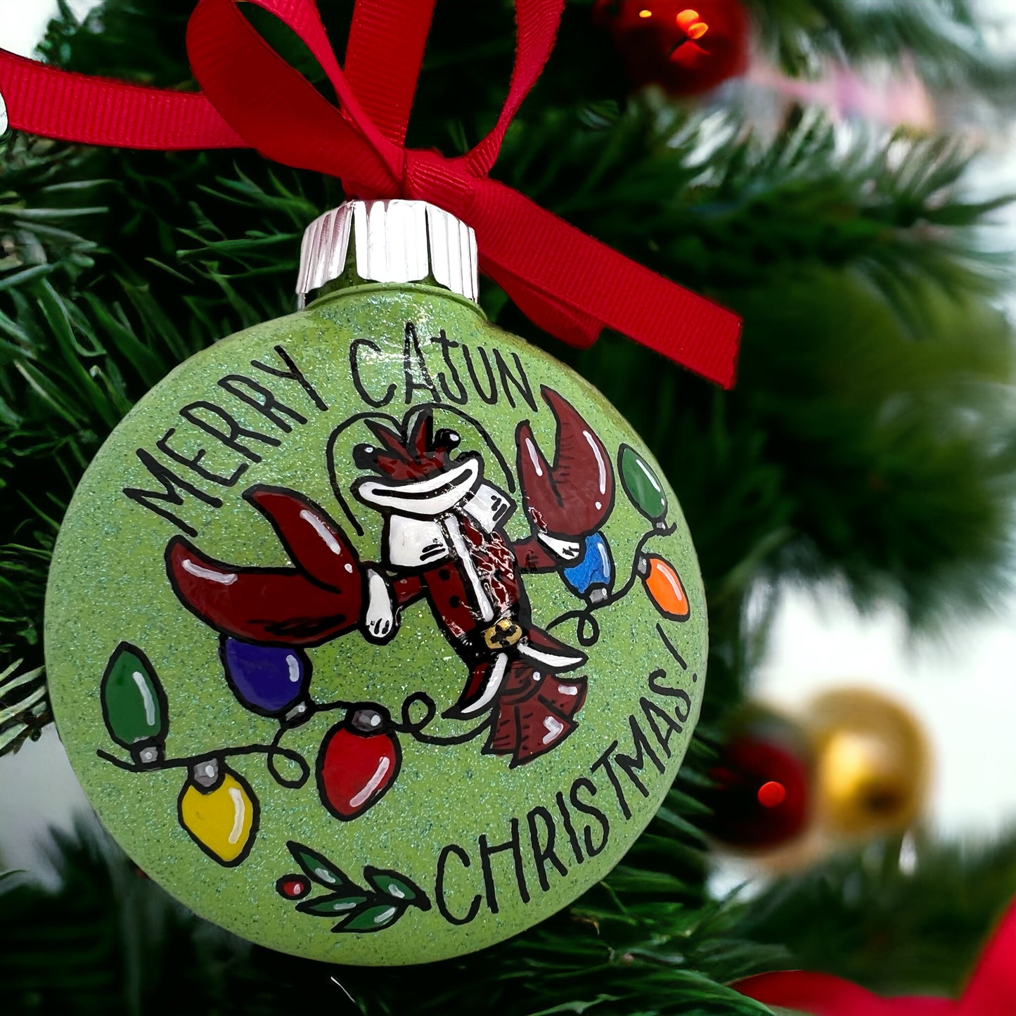 Unique Cajun Christmas Ornament - Merry Holiday Decor - Hand-Painted & Personalized