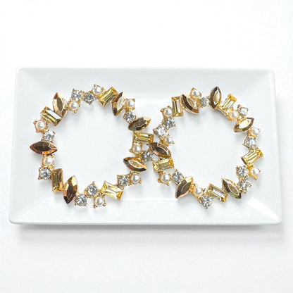 Stunning Champagne Colored Rhinestone Earrings