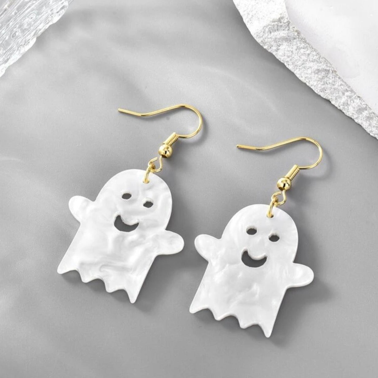 Ghost Earrings - Halloween Accessories , Halloween Earrings, White Ghost, Ghost Accessories, Halloween Teacher - Rhythms of Grace Creative