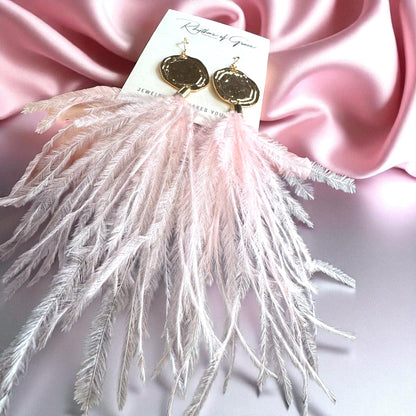 Boho Glam Vibes: Pink Feather & Gold Charm Dangle Earrings – Lightweight, Bold & Beautiful!