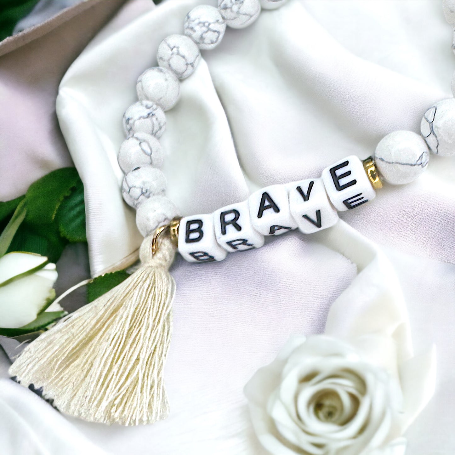 Tassel Charm “Brave” Beaded Bracelet – Your New Favorite Accessory!