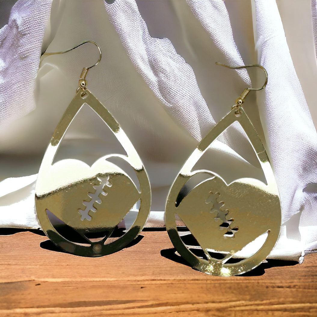 Touchdown in Style: Gold Football Earrings!