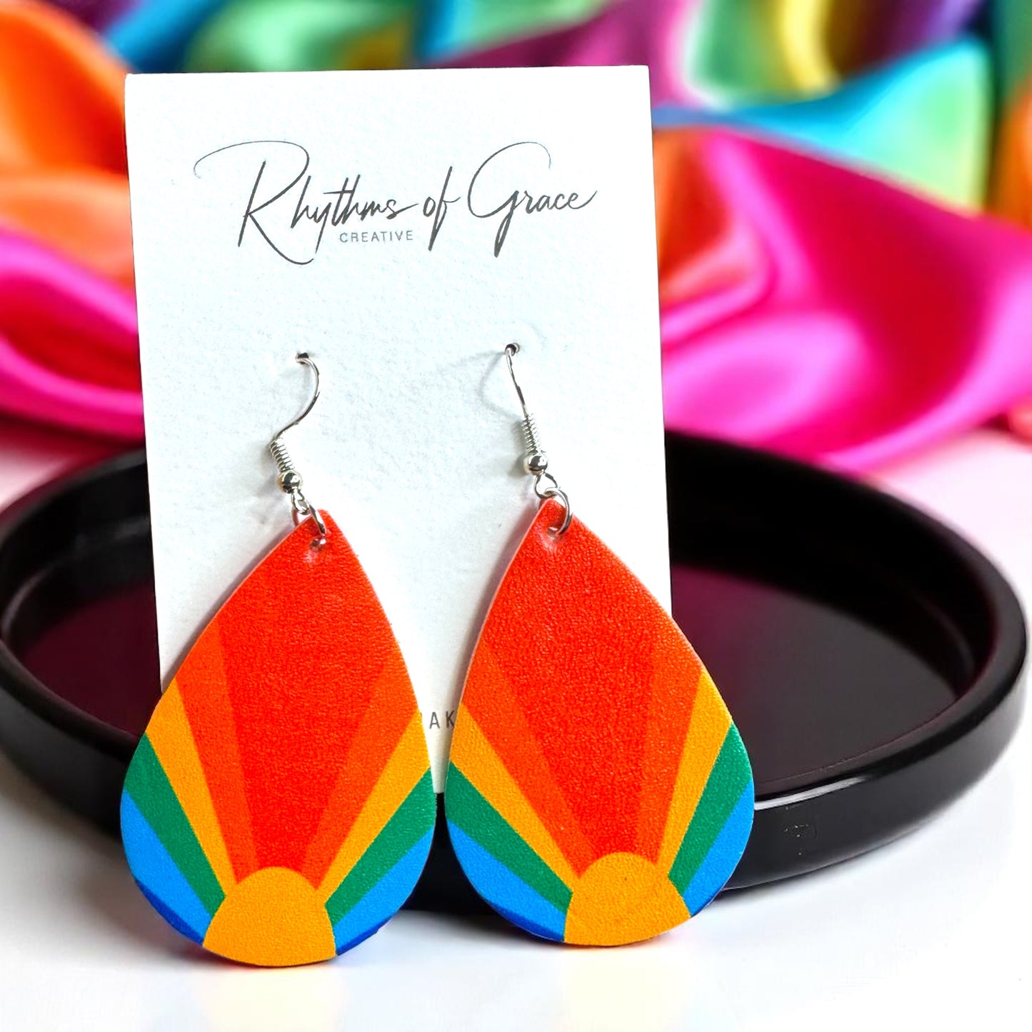 Colorful Vibes: Rainbow Teardrop Dangle Earrings for Every Festival & Everyday Adventure!