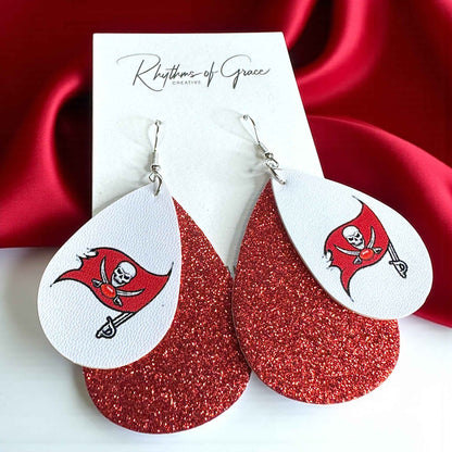 Touchdown Style: Tampa Bay Buccaneers Dangle Earrings for Fashionable Fans!