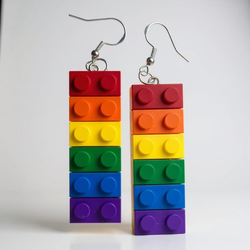 Colorful Love: Rainbow Block Dangle Earrings for Proud Hearts!