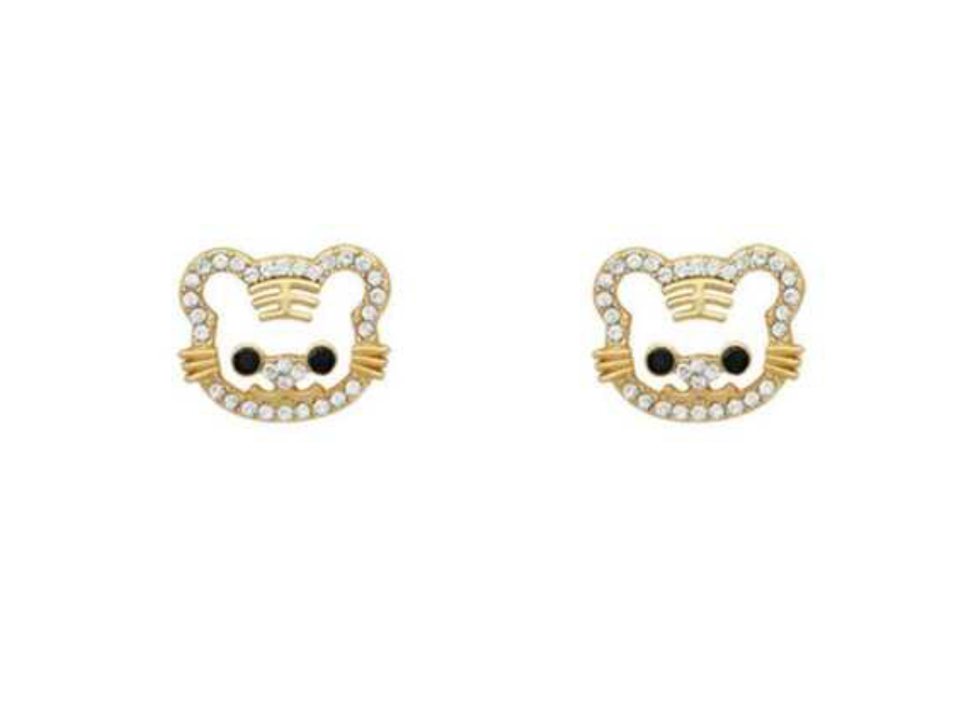 Roar in Style: Rhinestone Tiger Stud Earrings