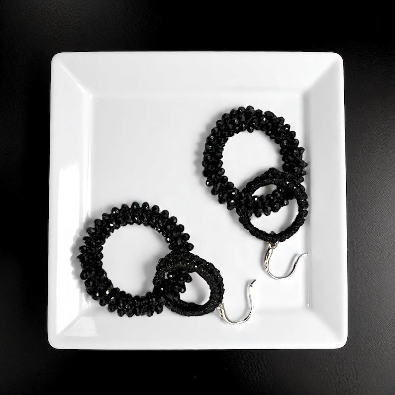 Sparkle and Shine: Stunning Black Beaded Dangle Earrings