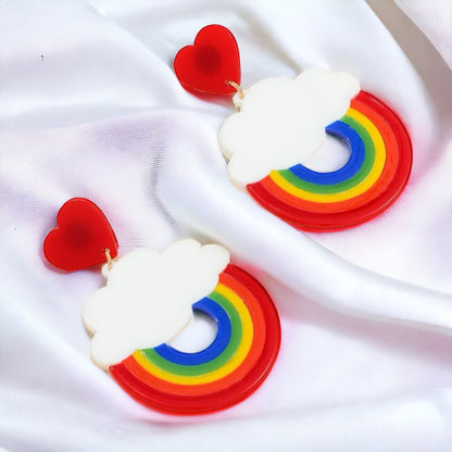 Whimsical Rainbow Cloud Earrings - Shine with PRIDE!