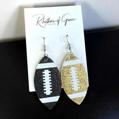 Score Big with Sparkle! Glitter Football Dangle Earrings 🏈