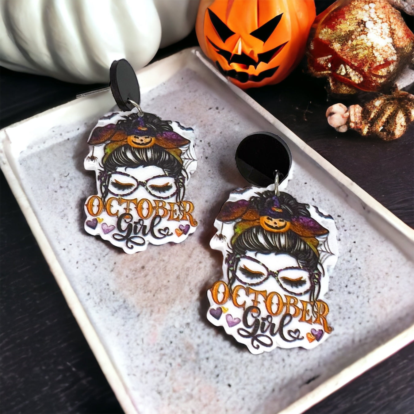 Spooky Chic: October Girl Pumpkin Earrings 🎃 - Rhythms of Grace Creative