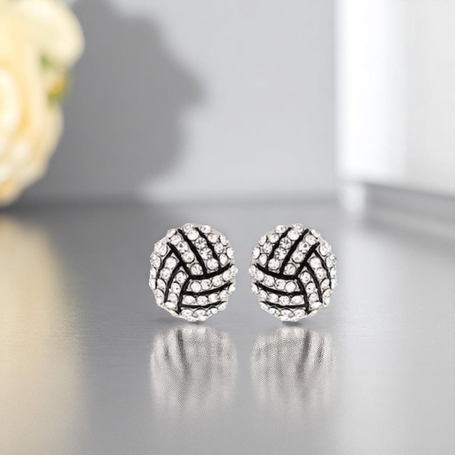 Score Big with Sparkle! Rhinestone Sports Stud Earrings