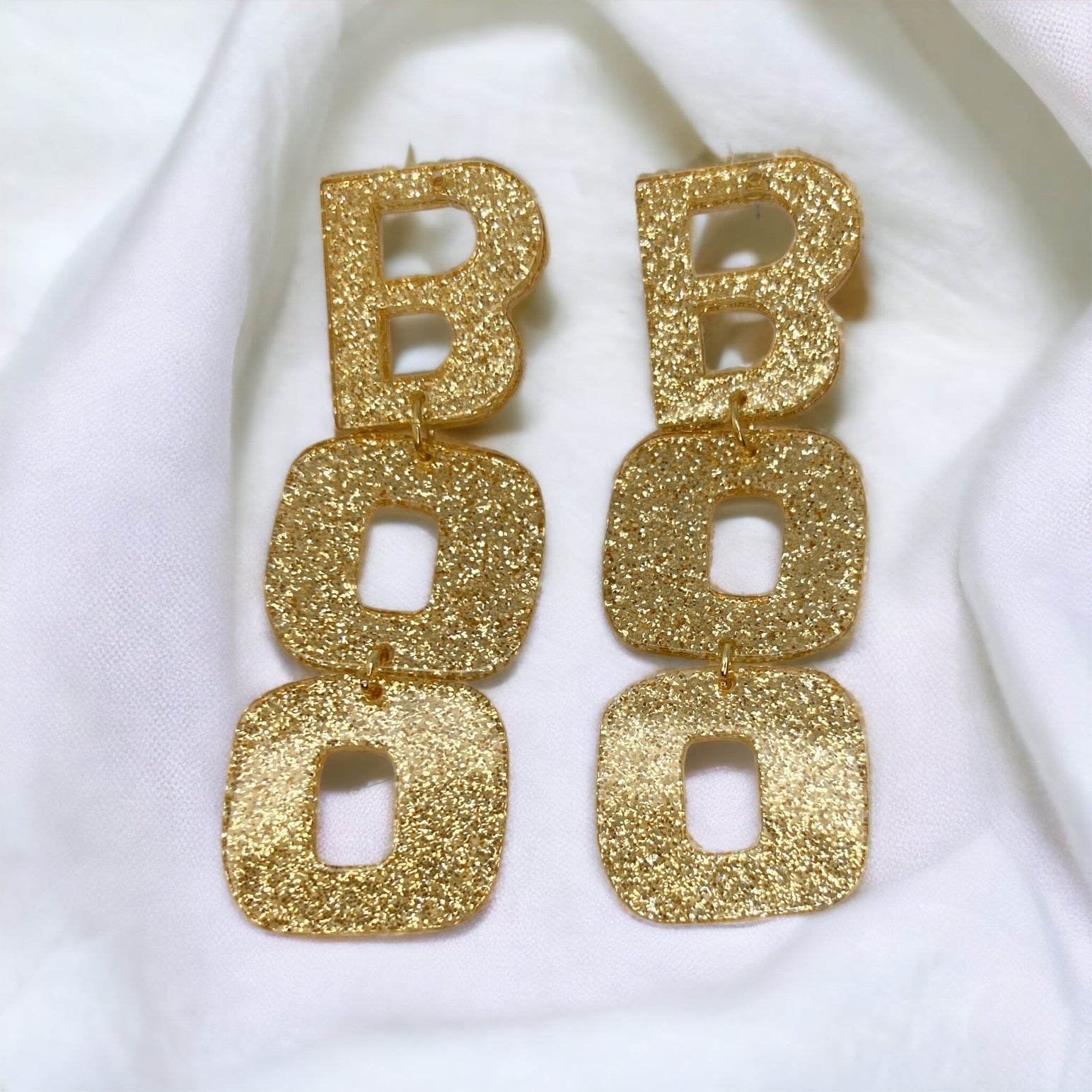 BOO in Gold – Glittery Halloween Earrings That Slay! 👻✨ - Rhythms of Grace Creative