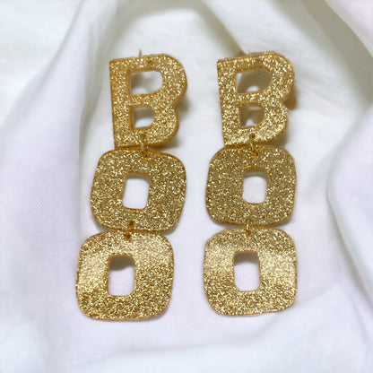 BOO in Gold – Glittery Halloween Earrings That Slay! 👻✨ - Rhythms of Grace Creative
