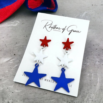 Patriotic Stars Earrings - Shine Bright This Fourth of July!
