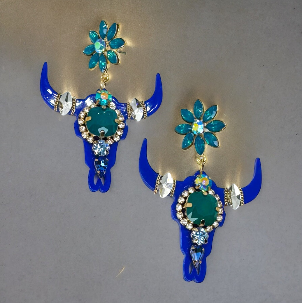 Stunning Western Inspired Rhinestone Dangle Earrings - Boho Jewelry Statement Piece
