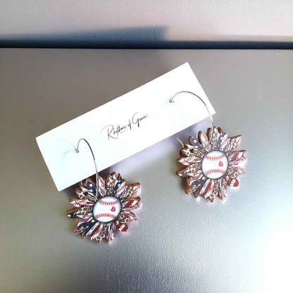 Score Big with our Patriotic Baseball Hoop Earrings – Perfect for Every Baseball Fan!