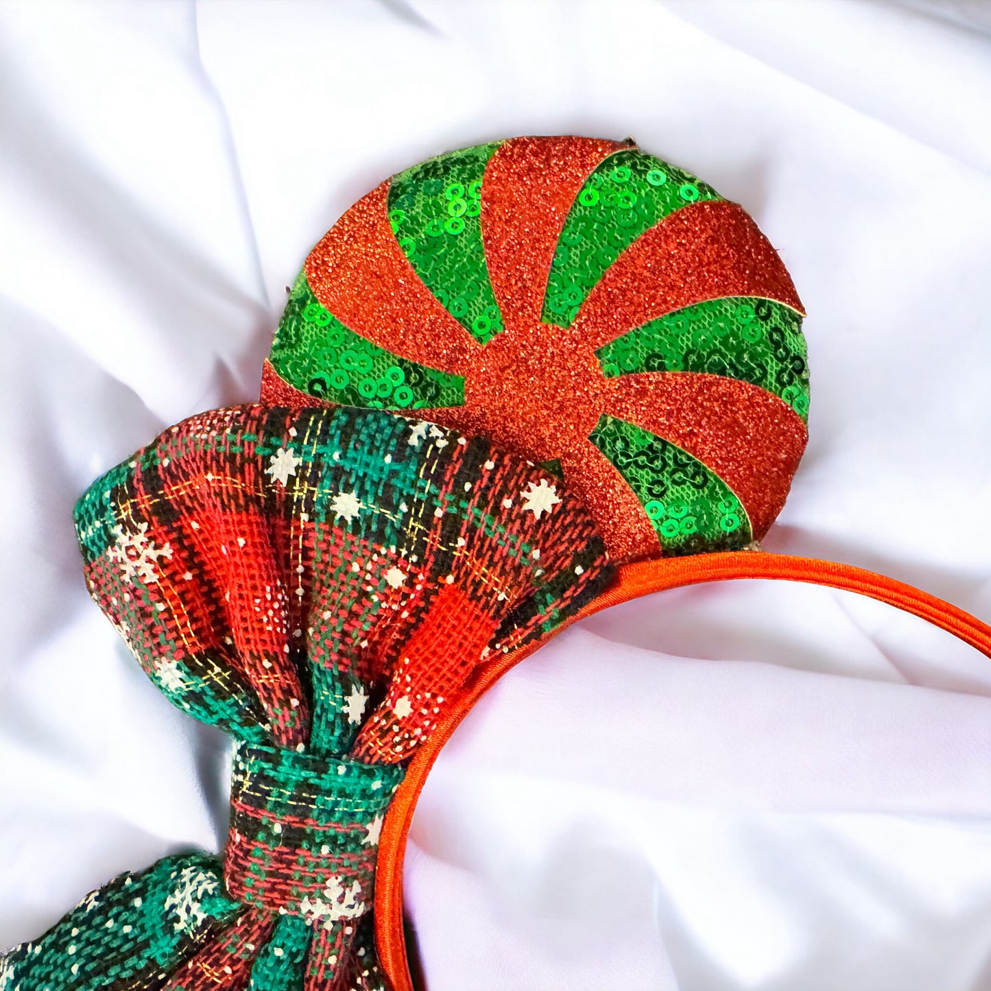 Festive Christmas Mouse Ears Headbands – Peppermint & Holiday Cheer!