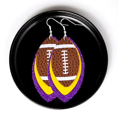 Touchdown Chic: LSU Tigers Double Color Football Earrings!