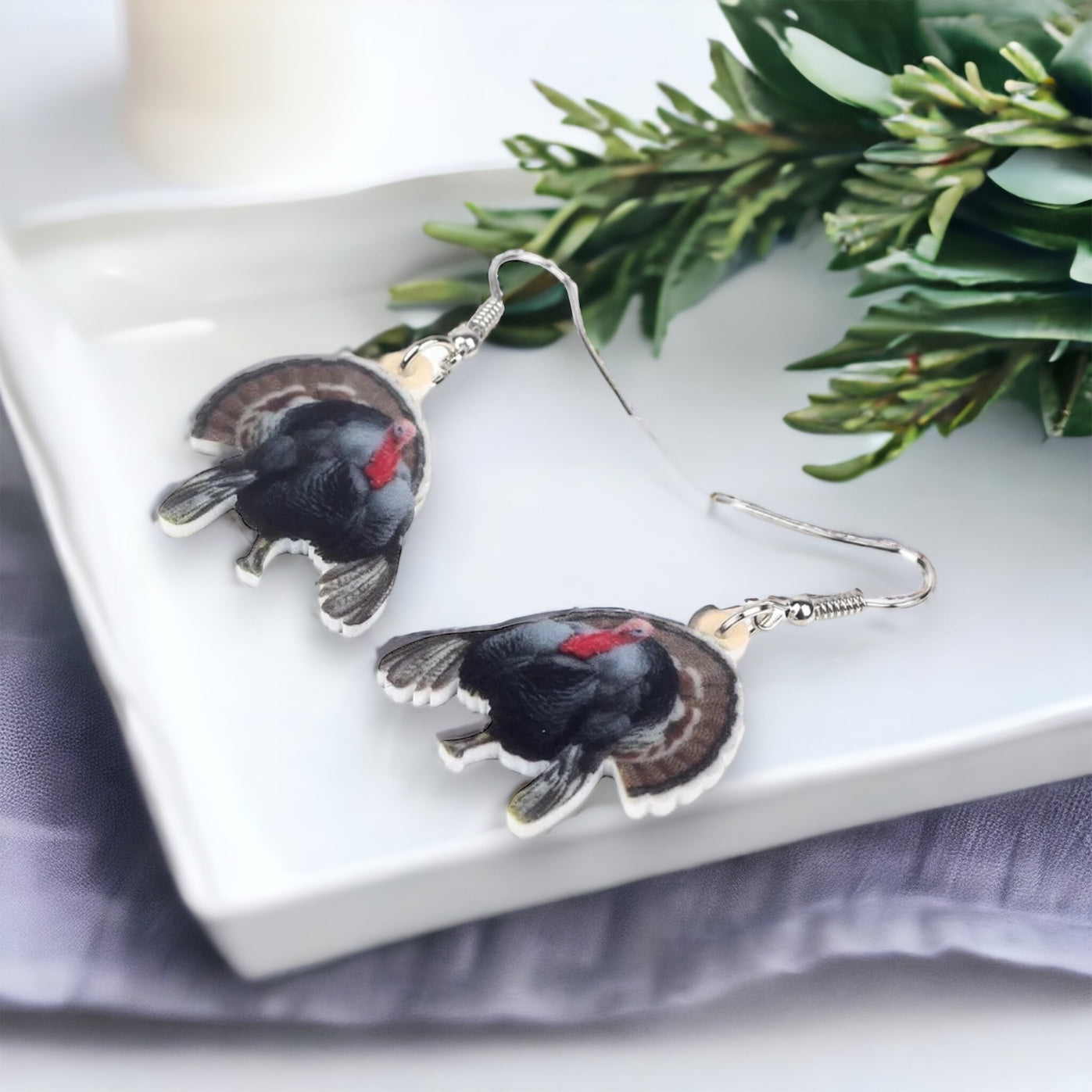 Turkey Earrings - Thanksgiving Earrings, Thanksgiving Accessories, Turkey Trot, Thanksgiving Turkey Earrings - Rhythms of Grace Creative