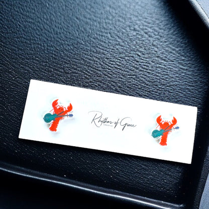 Crawfish/Lobster Stud Earrings – Dive into Style!