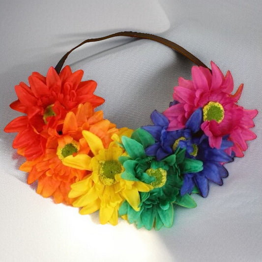 Rainbow Flower Headband - Colorful Floral Headpiece - Rhythms of Grace Creative