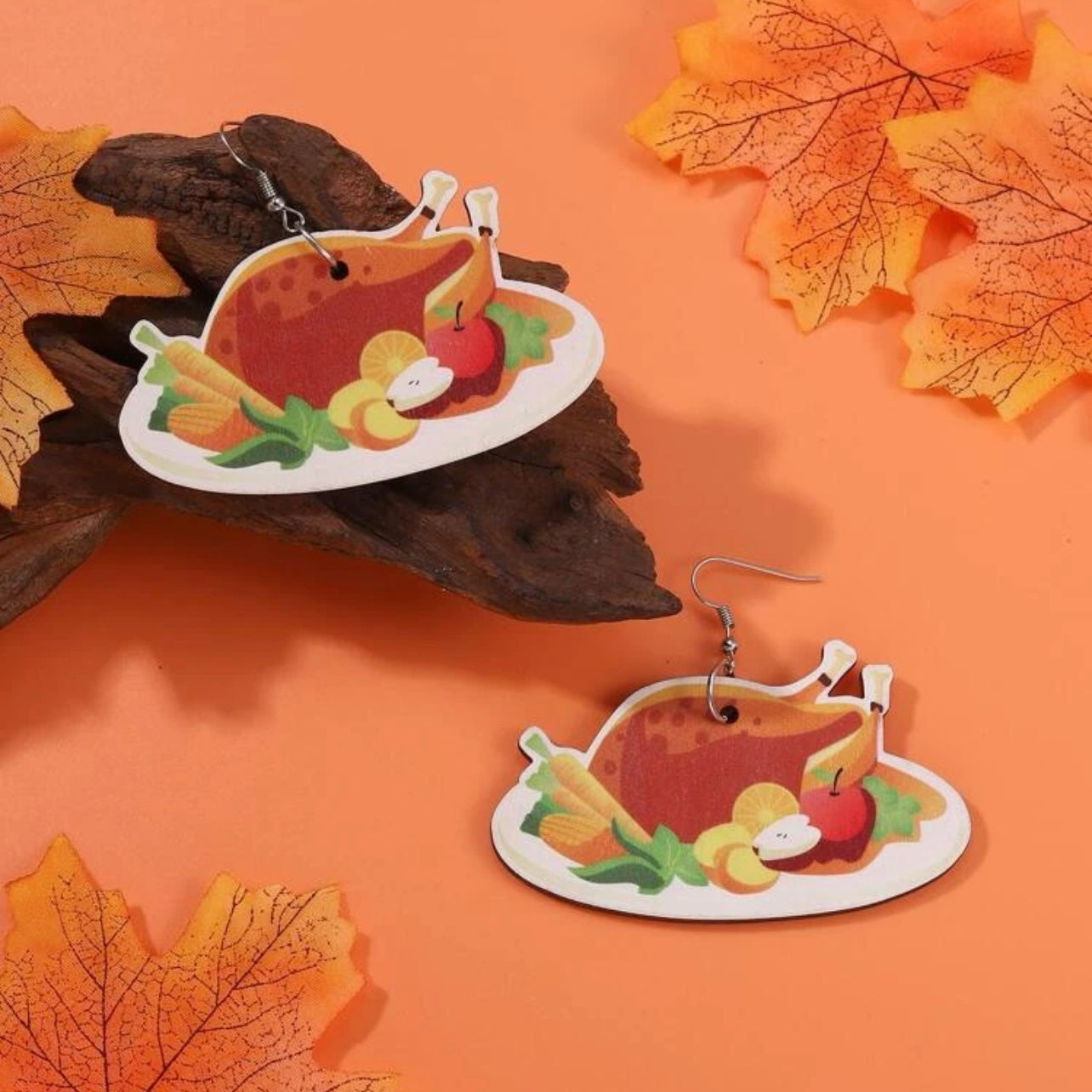 Thanksgiving Dinner Earrings - Thanksgiving Earrings, Thanksgiving Accessories, Turkey Trot, Food Earrings - Rhythms of Grace Creative