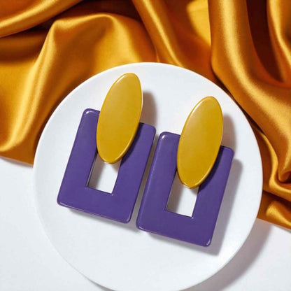 Geaux Bold: Oversized Purple & Gold Drop Earrings 💛💜