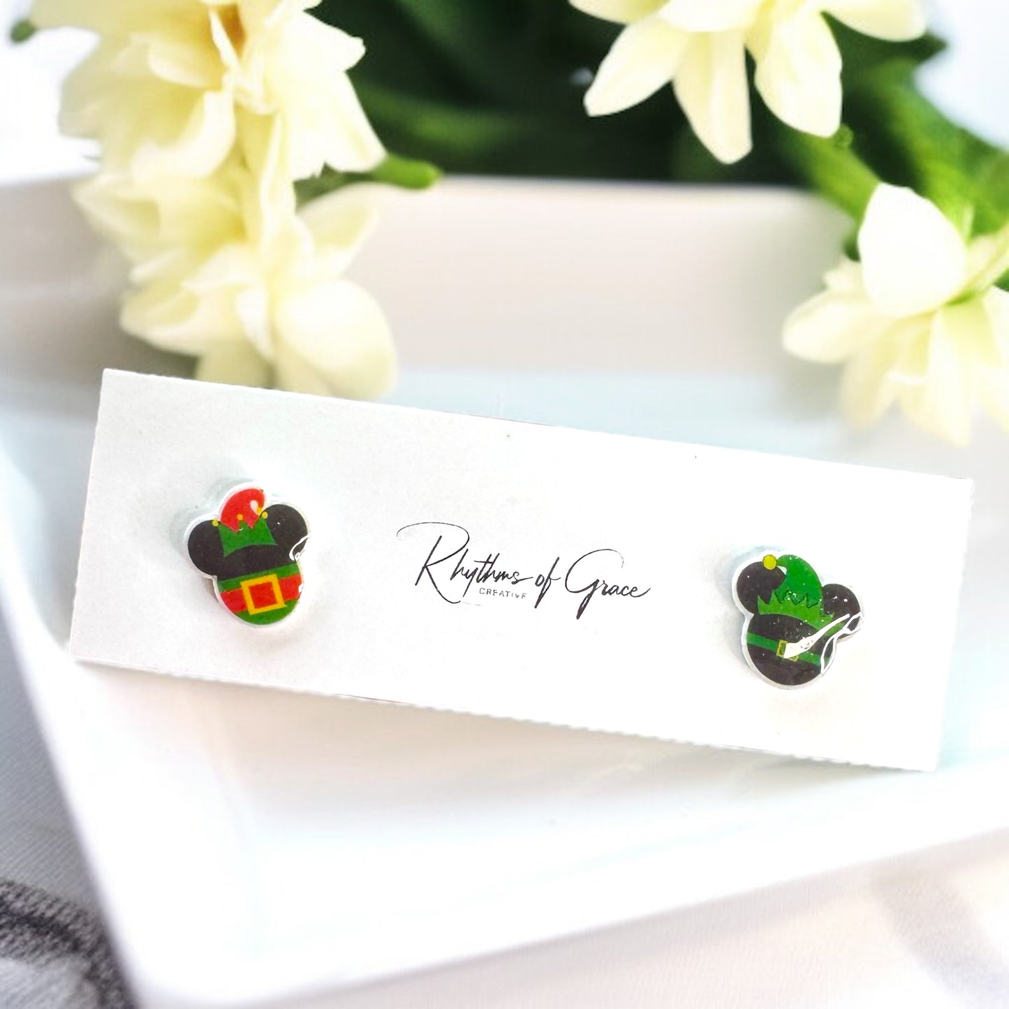 Festive Fun: Christmas Mouse Ears Stud Earrings - Perfect for Holiday Cheer!