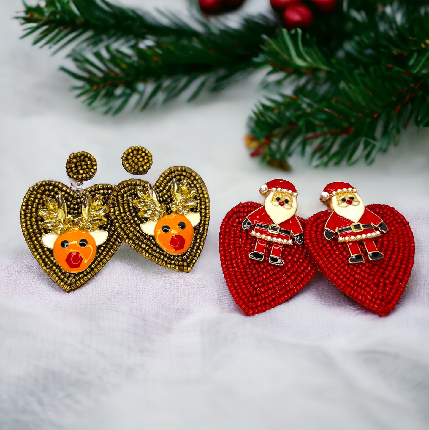Jolly Holiday Earrings: Choose Santa or Reindeer for Festive Cheer!