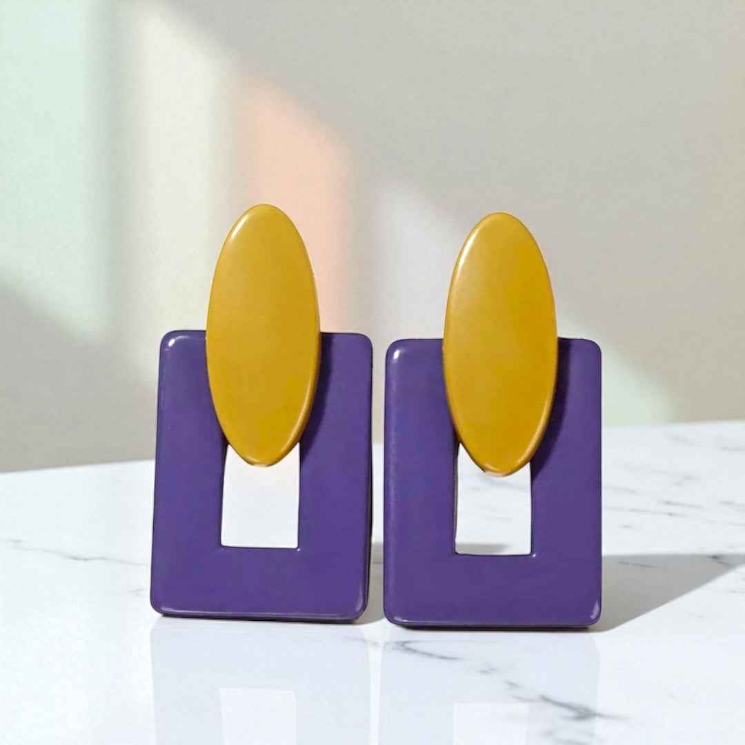 Geaux Bold: Oversized Purple & Gold Drop Earrings 💛💜