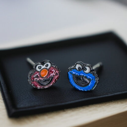 Monster Mash-Up: Colorful Elmo & Cookie Monster Stud Earrings!