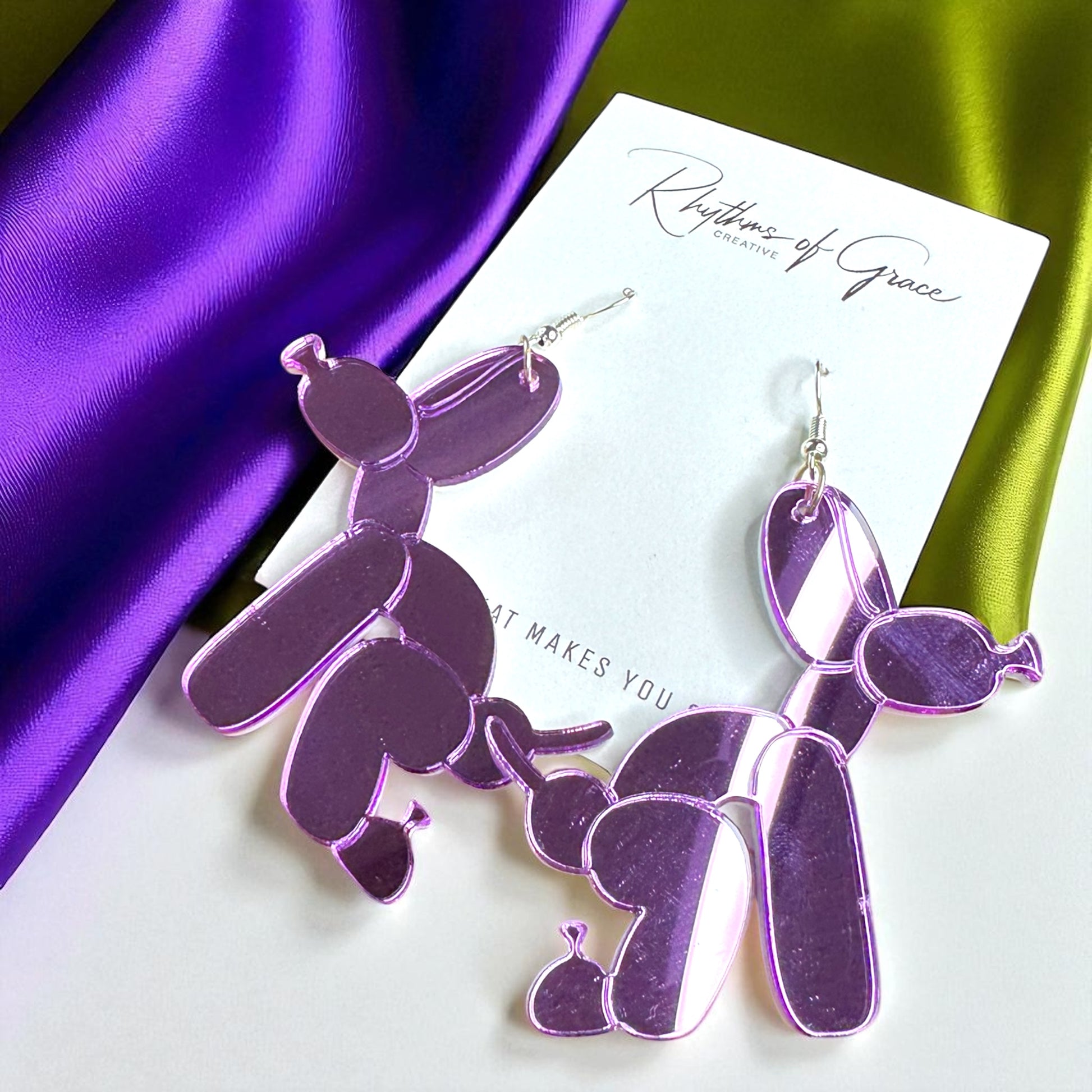 Paw-sitively Fun Mardi Gras Balloon Dog Earrings – Pooping Playfulness in Every Color! - Rhythms of Grace Creative