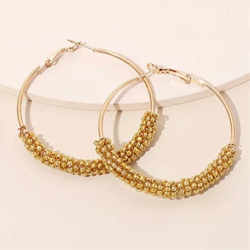 Golden Hour – Elegant Beaded Hoop Earrings ✨
