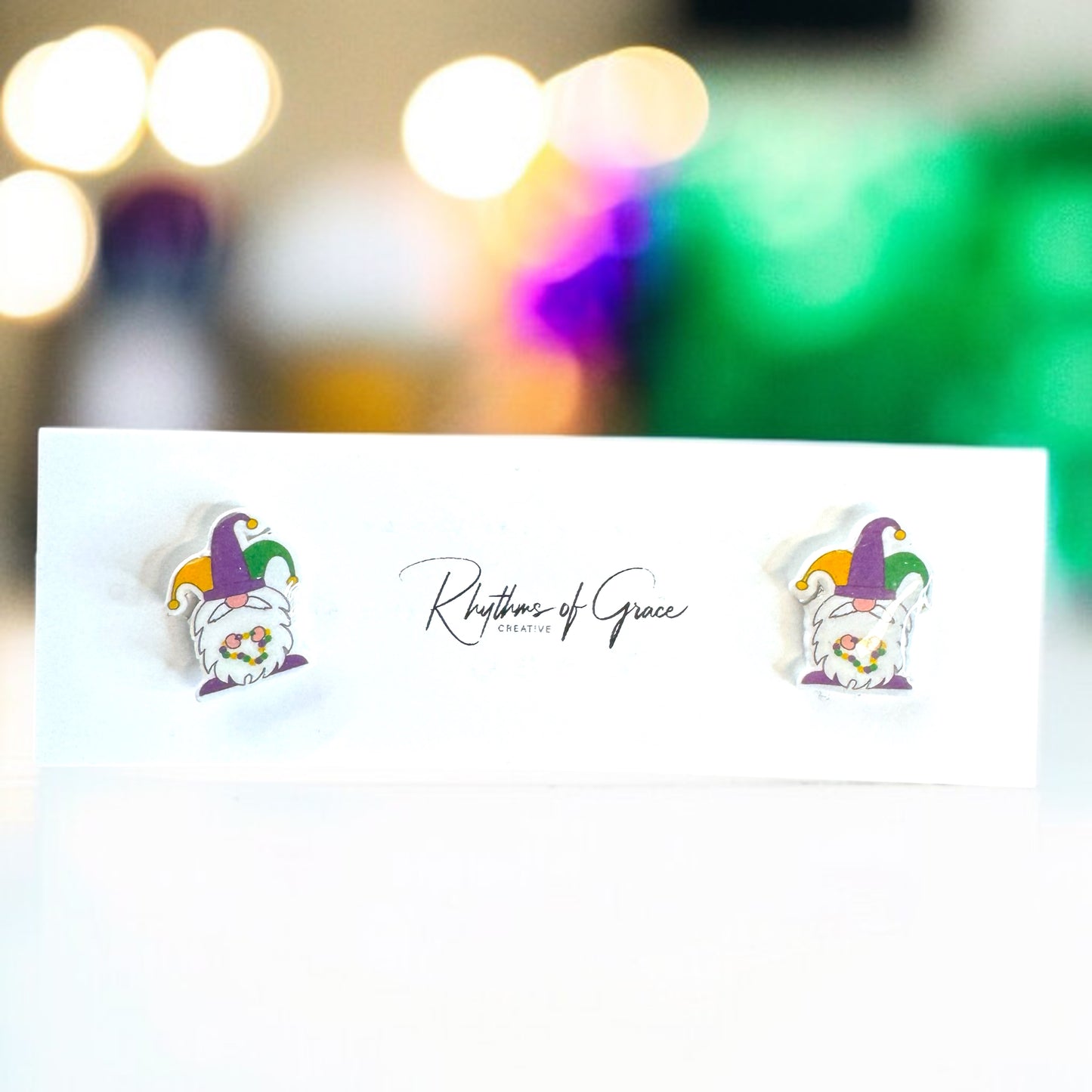 Celebrate Mardi Gras in Style with Gnome Stud Earrings!