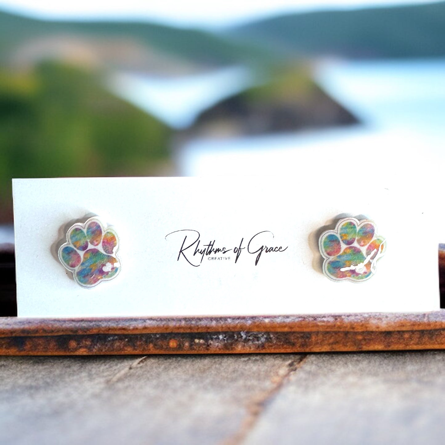 Vibrant Paw Print Studs – A Purr-fect Gift!