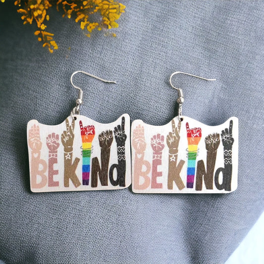 Be Kind Rainbow Earrings – Celebrate PRIDE and Diversity!