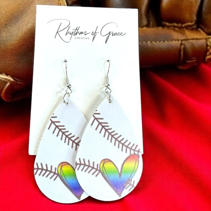 Swing into Style with Our Rainbow Heart Baseball Dangle Earrings! ⚾️🏳️‍🌈
