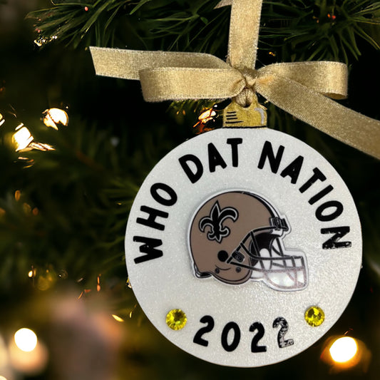 Who Dat Nation 2024 Christmas Ornament - Handmade Saints Fan Gift, New Orleans Decor, Black and Gold Holiday Keepsake
