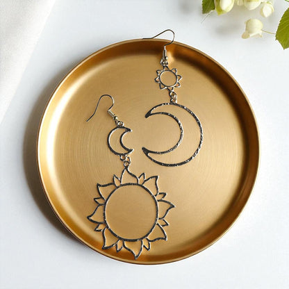 Celestial Magic - Mismatched Sun & Moon Dangle Earrings