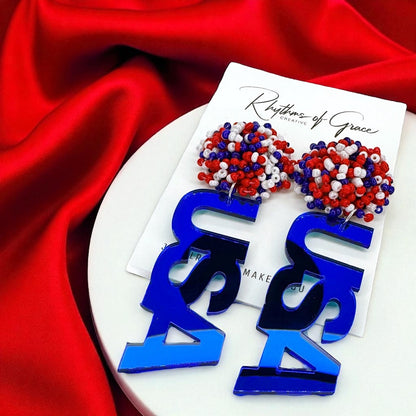 Patriotic Red White and Blue Dangle Earrings - Perfect for Fourth of July!