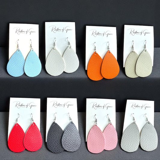 Teardrop Dream Earrings: Colorful Faux Leather Dangles for Every Occasion!