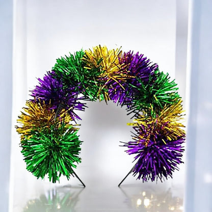 Tinsel Mardi Gras Headband - Vibrant Purple, Green & Gold!