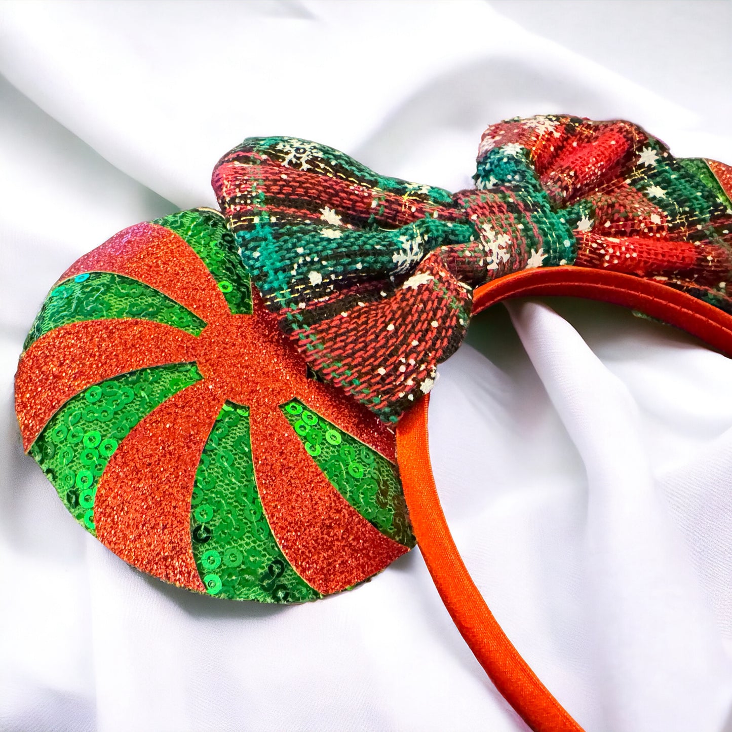 Festive Christmas Mouse Ears Headbands – Peppermint & Holiday Cheer!