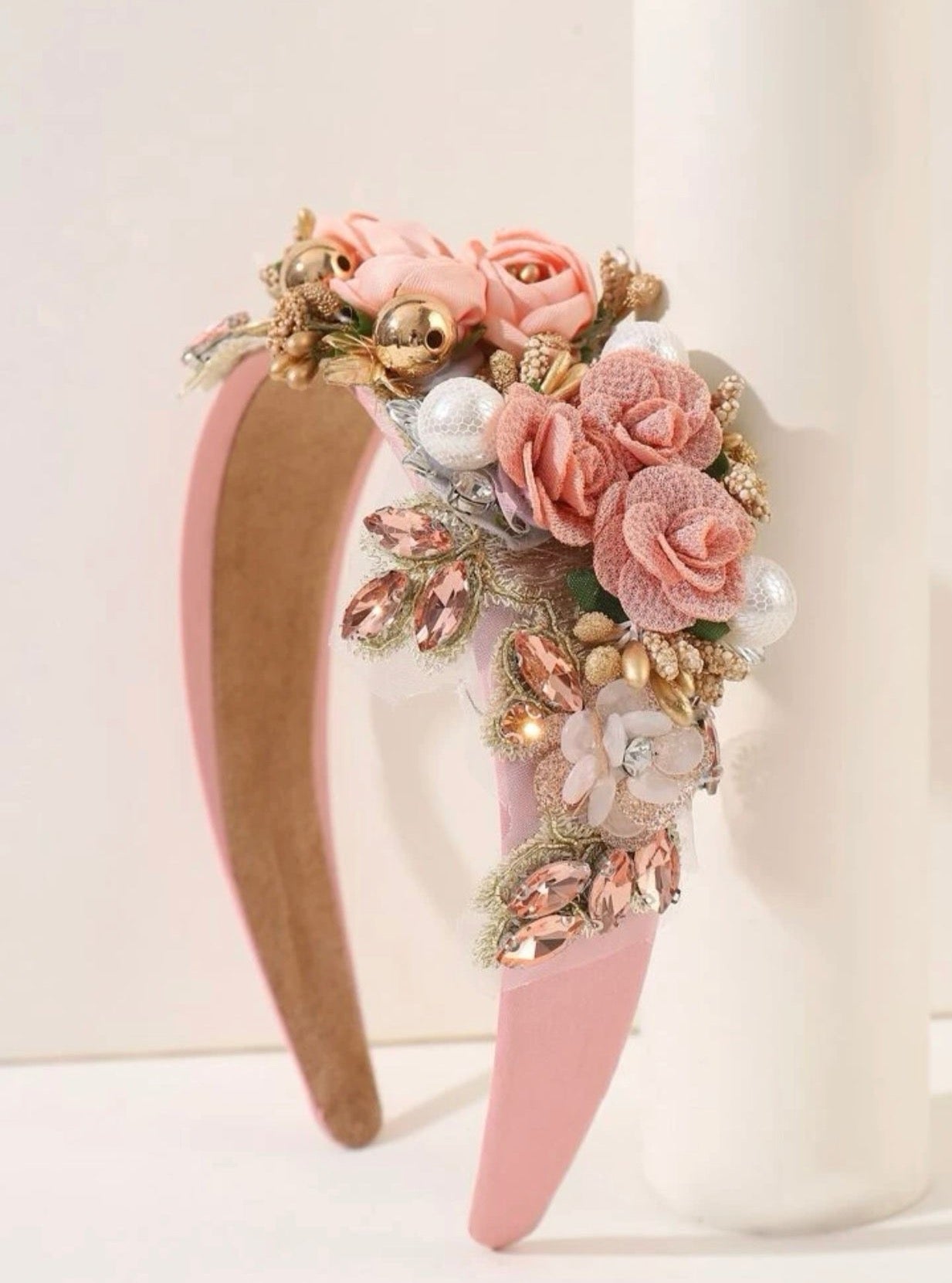 Festive Floral Headband - Handmade Headpiece, Rhinestone Headband, Holiday Headpiece, Beaded Headband - Rhythms of Grace Creative