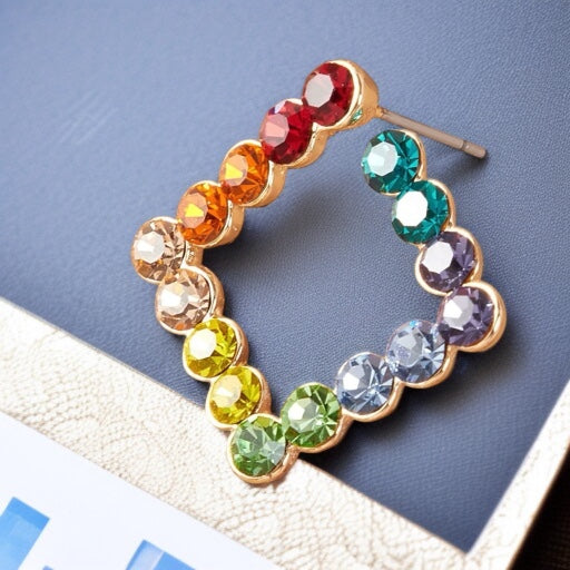 Sparkle with Pride: Rhinestone Rainbow Earrings