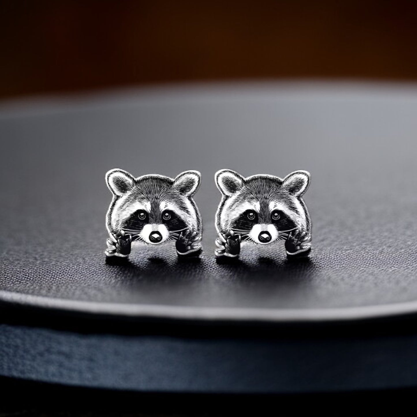 Ravishing Raccoon Stud Earrings - Double the Cuteness!
