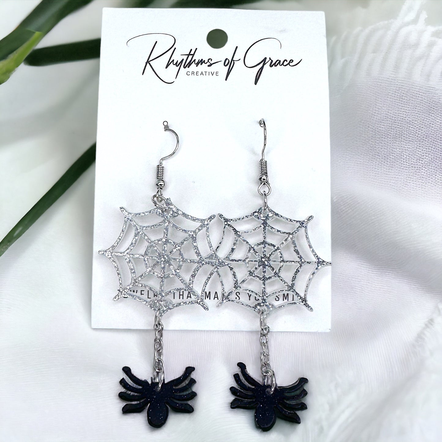 Whimsical Spider Web Dangle Earrings - Sparkle Your Style!